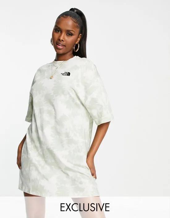 t-shirt dress in white/ beige tie dye Exclusive at ASOS