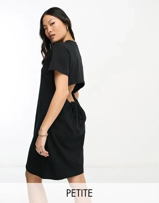 t-shirt mini dress with cut out back in black