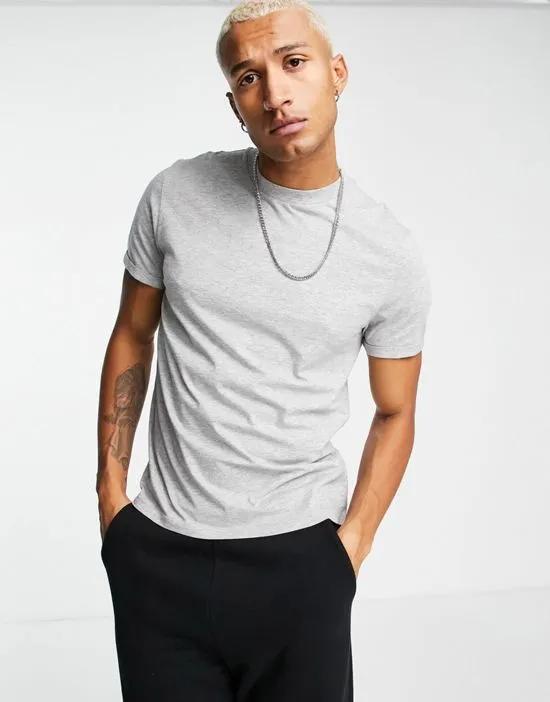 t-shirt with crew neck and roll sleeve in gray marl