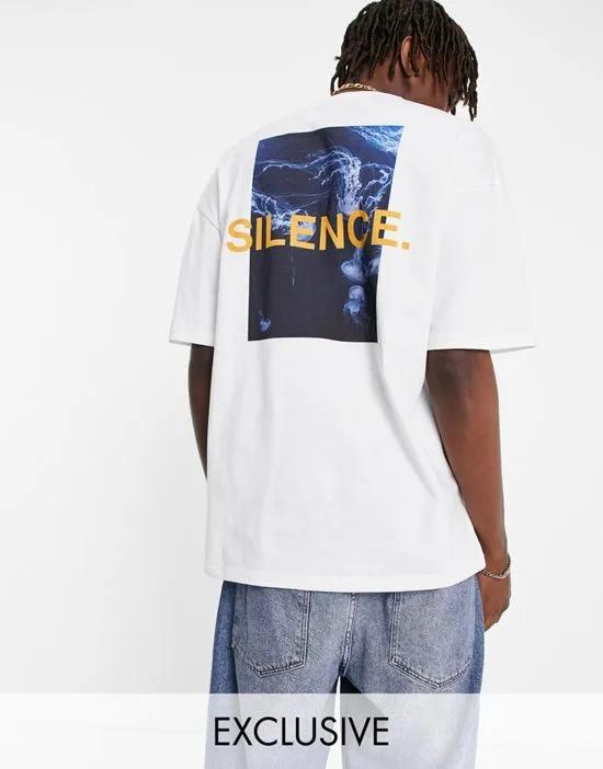 t-shirt with wave silence print in white exclusive at ASOS