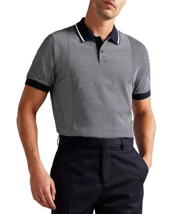 Taigaa Striped Paneled Short Sleeve Polo Shirt