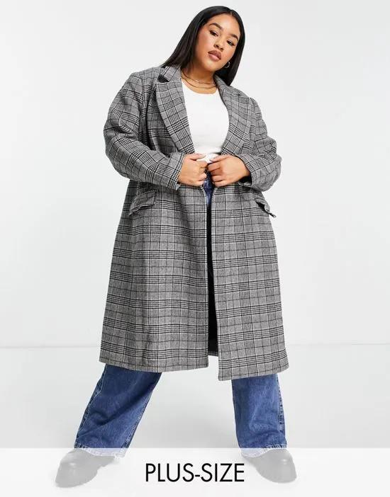 tailored coat in gray check