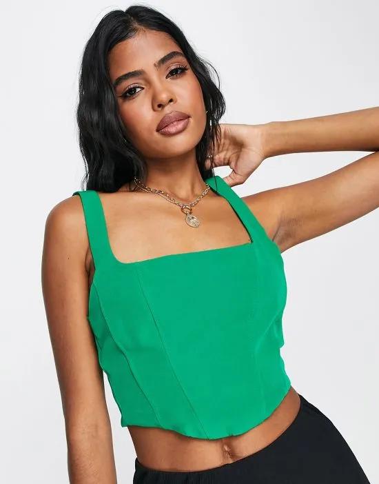 tailored corset top in green