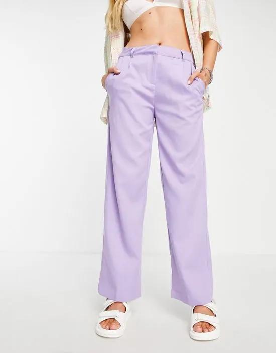 tailored dad pants in lilac