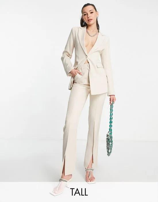 tailored open back blazer in beige - part of a set