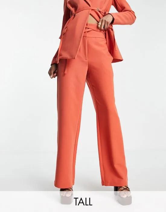 tailored pants in red coral - part of a set