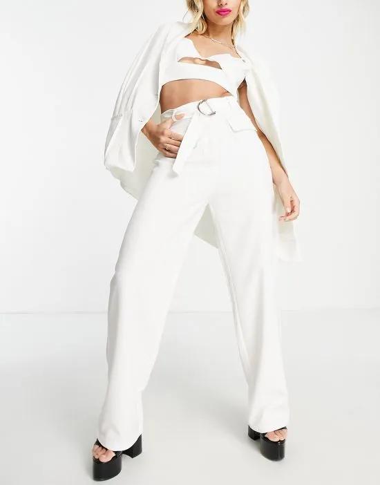 tailored pants in white - part of a set
