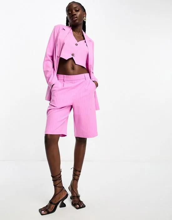 tailored pinstripe shorts in pink - part of a set