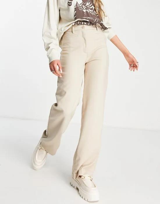 tailored straight leg pants in beige