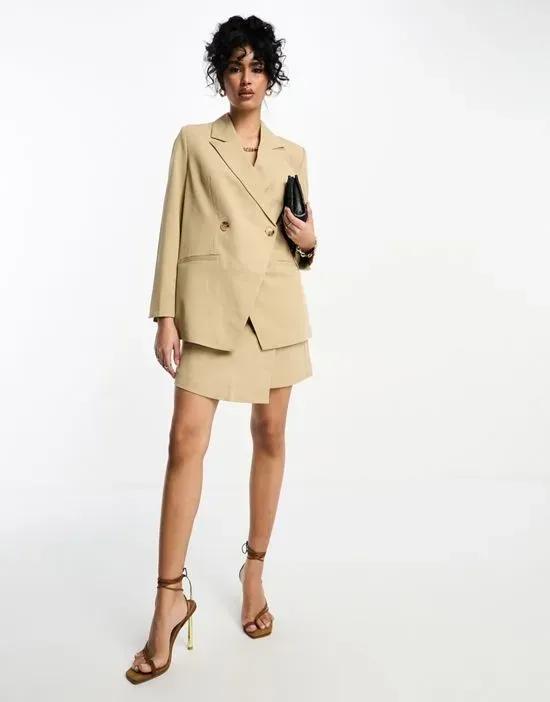 tailored suit double breasted blazer in camel - part of a set