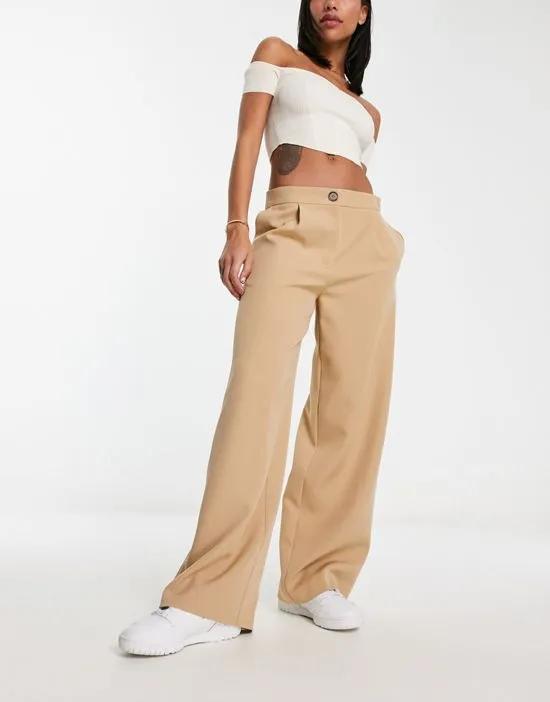 tailored wide leg pants in stone