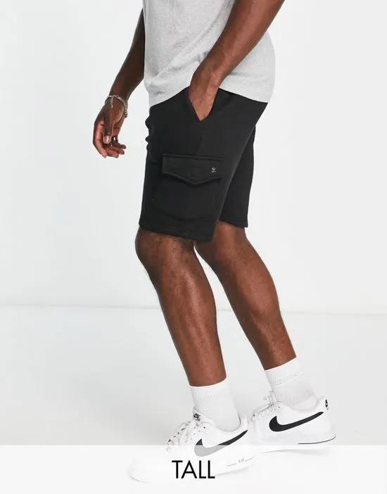 Tall cargo pocket jersey shorts in black
