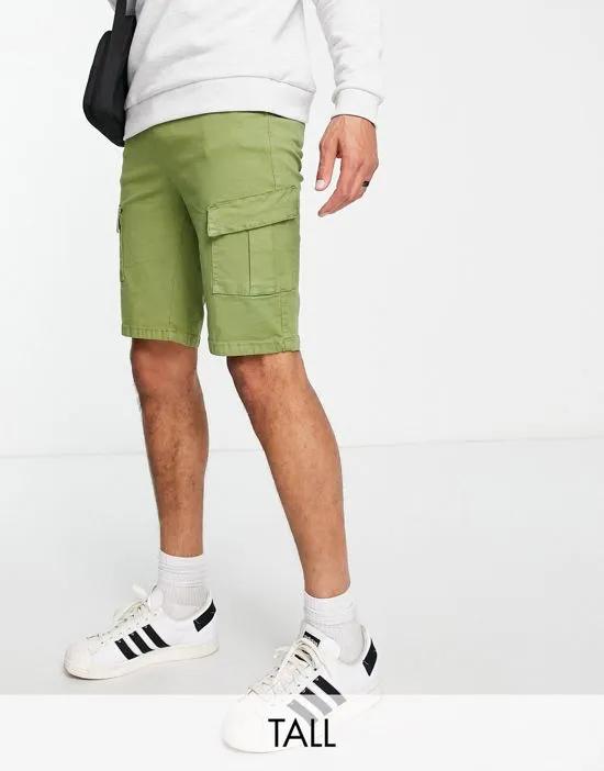Tall cargo twill shorts in khaki