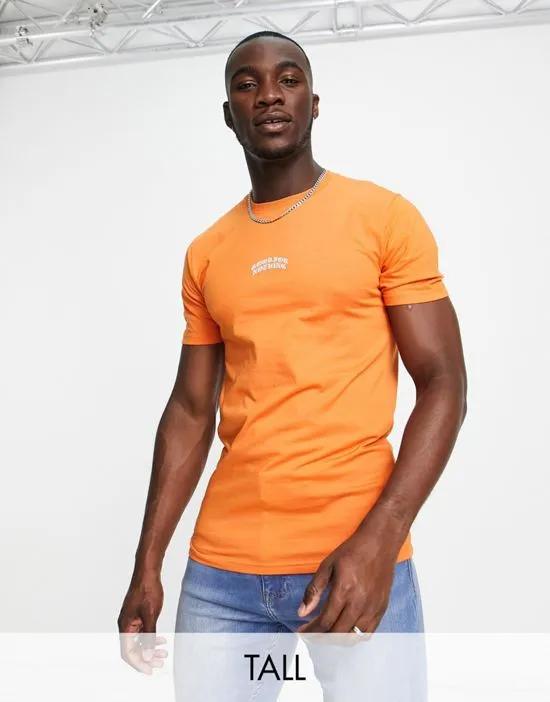 Tall center print logo T-shirt in orange