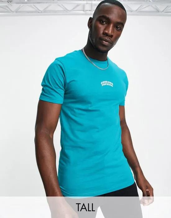 Tall center print logo t-shirt in turquoise