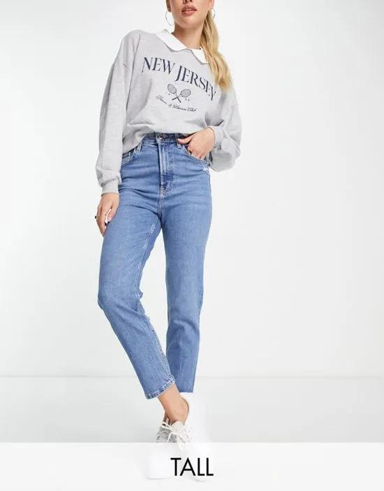 Tall comfort fit mom jeans in mid blue