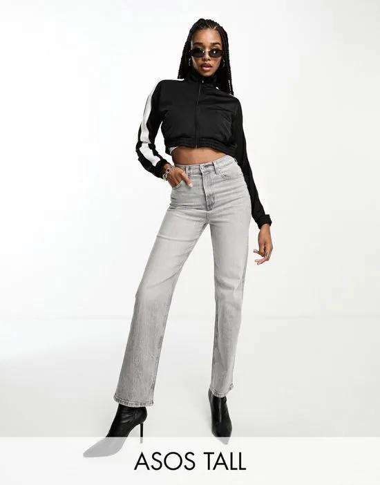 Tall cropped easy straight jeans in gray