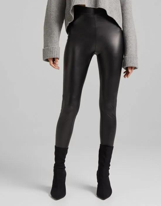 Tall faux leather legging in black