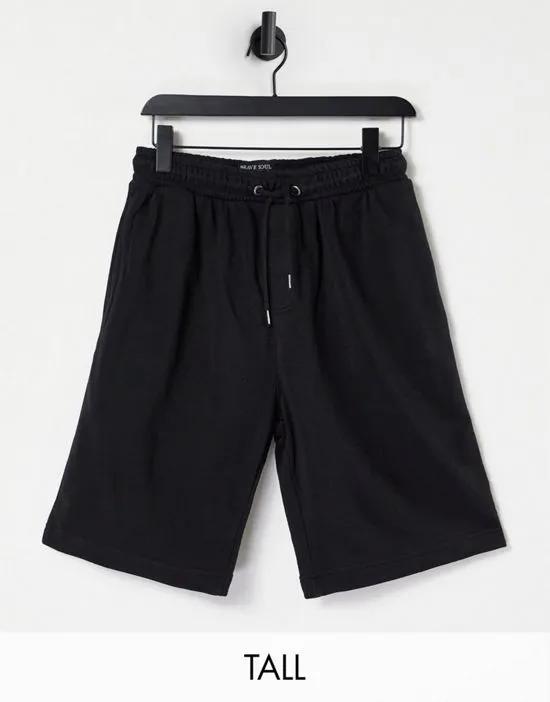 Tall jersey shorts in black