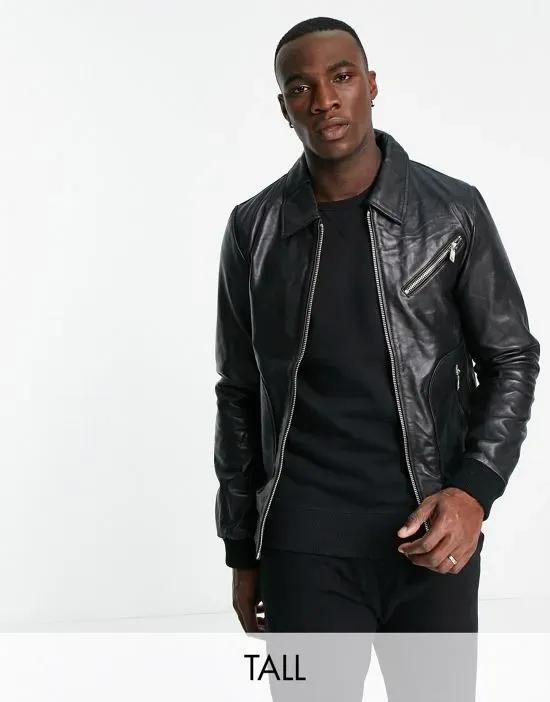 Tall Judson leather bomber jacket