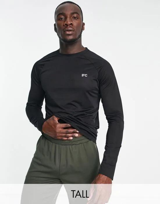 Tall long sleeve training top in black