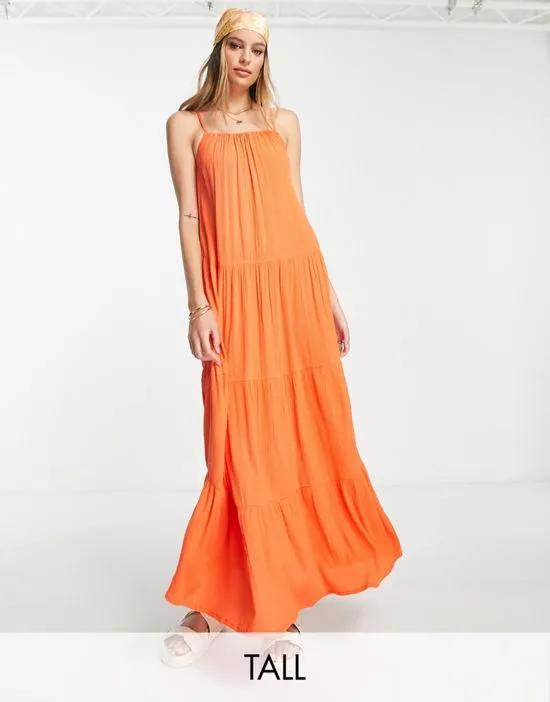 Tall maxi beach dress in bright orange