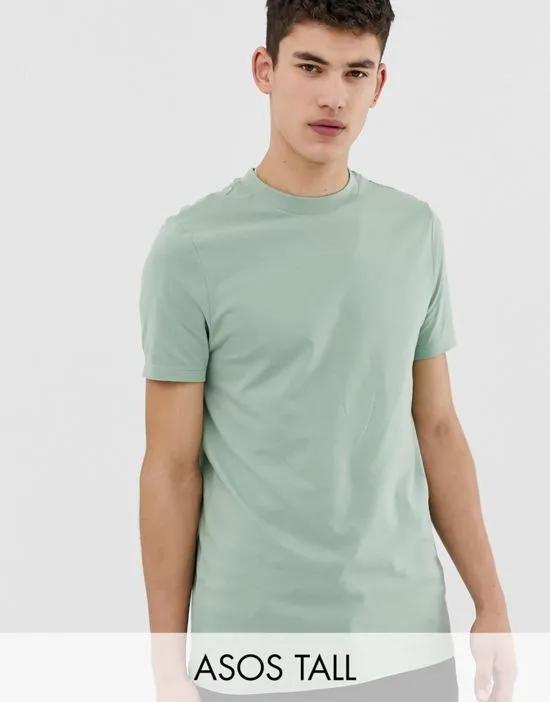Tall organic t-shirt with crew neck in green