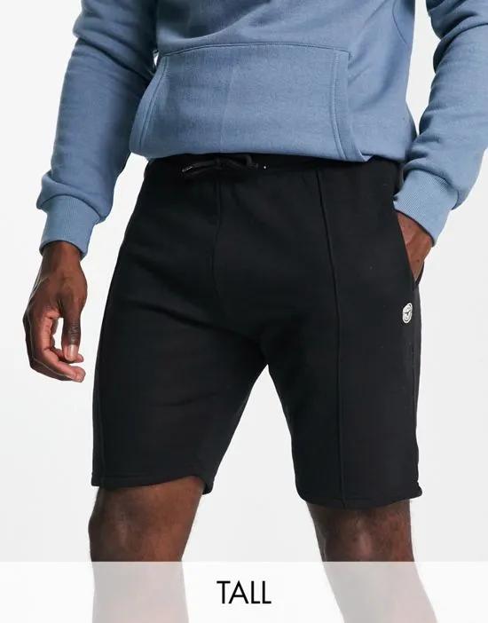 Tall pin tuck jersey shorts in black