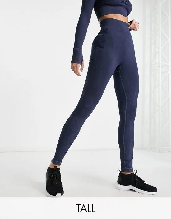 Tall seamless legging with ruched bum in acid wash - part of a set