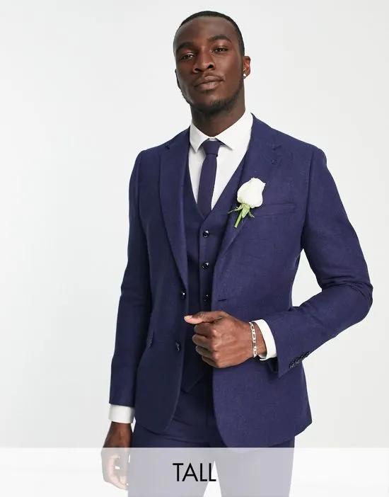 Tall wedding tweed slim fit suit jacket