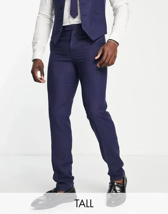 Tall wedding tweed slim fit suit pants