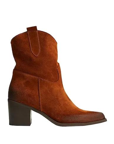 Tan Ankle boot SPLIT LEATHER WESTERN ANKLE BOOT
