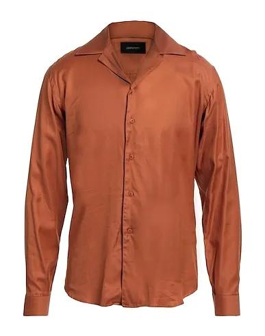 Tan Cotton twill Solid color shirt
