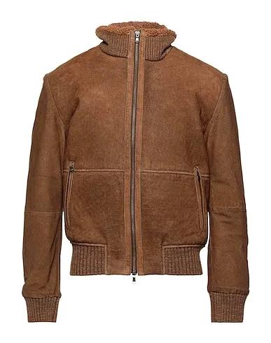 Tan Leather Bomber