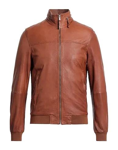 Tan Leather Bomber