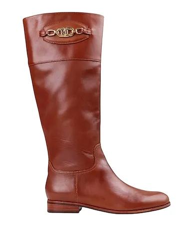 Tan Leather Boots BREANA BURNISHED LEATHER RIDING BOOT
