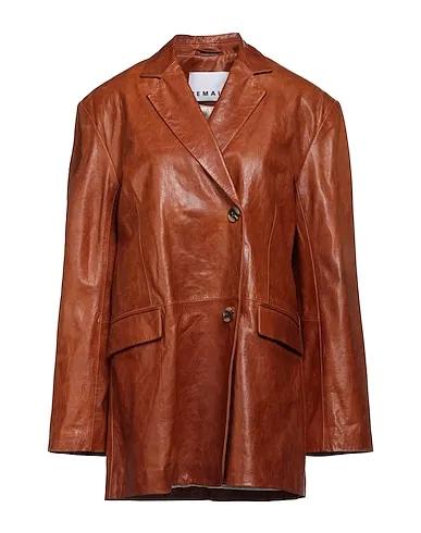 Tan Leather Double breasted pea coat