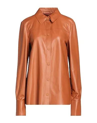 Tan Leather Solid color shirts & blouses