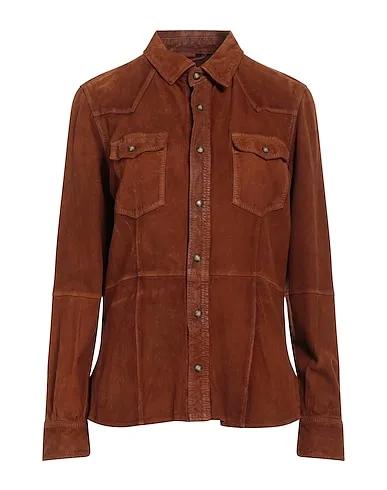 Tan Leather Solid color shirts & blouses