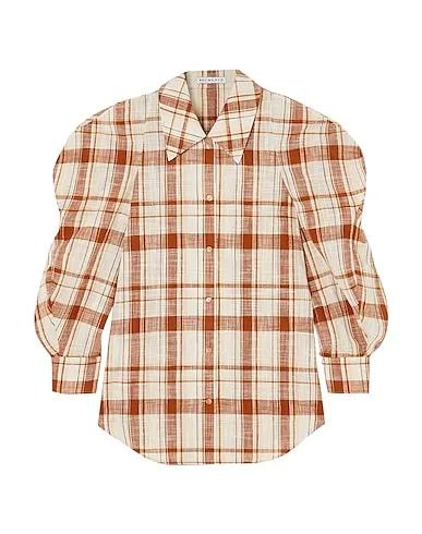 Tan Plain weave Checked shirt