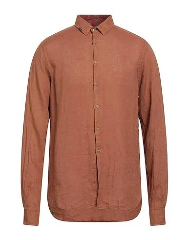 Tan Plain weave Linen shirt