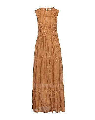 Tan Plain weave Long dress