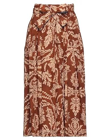 Tan Plain weave Midi skirt