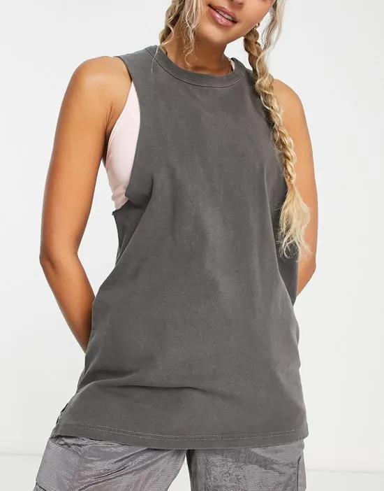 tank top with drop arm hole in washed cotton