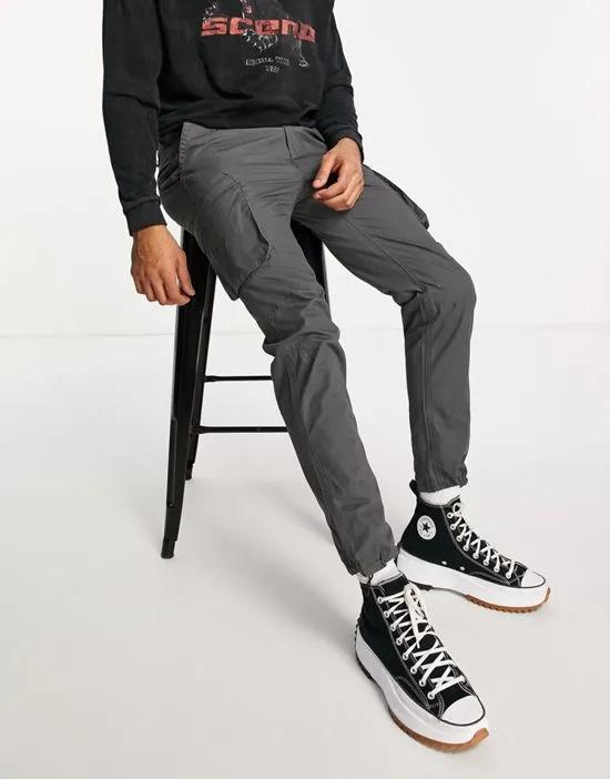 tapered cargo pants in gray