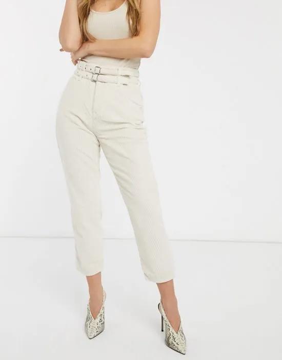 tapered corduroy pants in cream