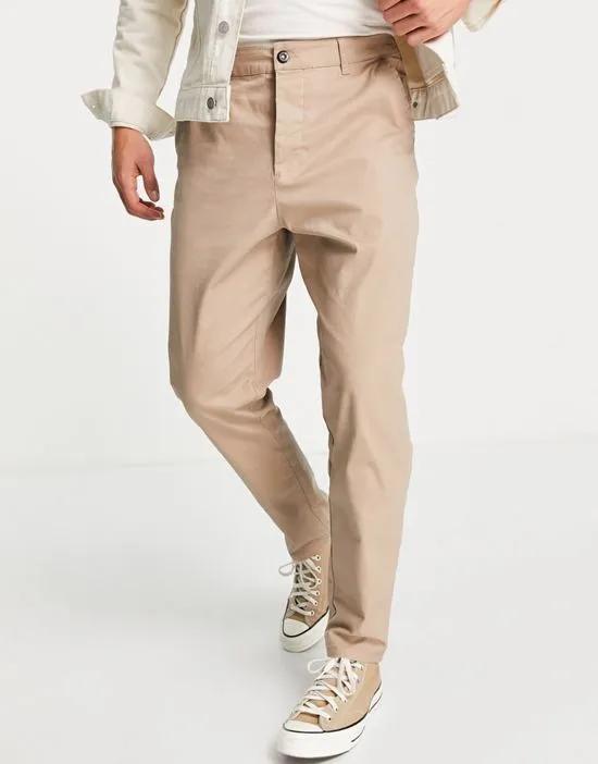 tapered fit chinos in beige