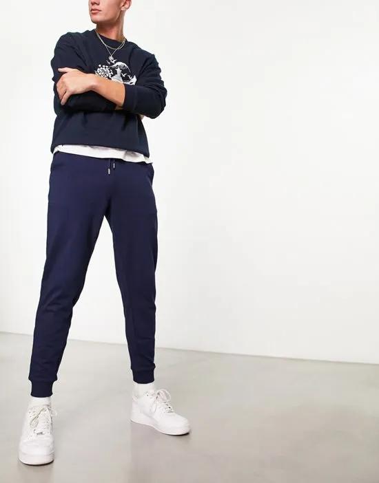 tapered joggers in navy