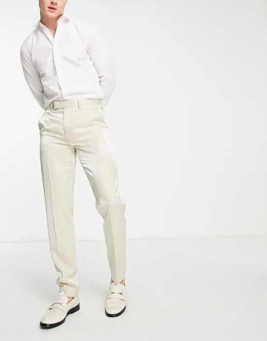 tapered smart pants in stone hammered satin
