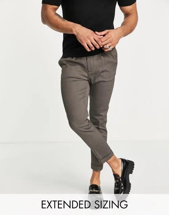 tapered smart pants in textured camel with turn up